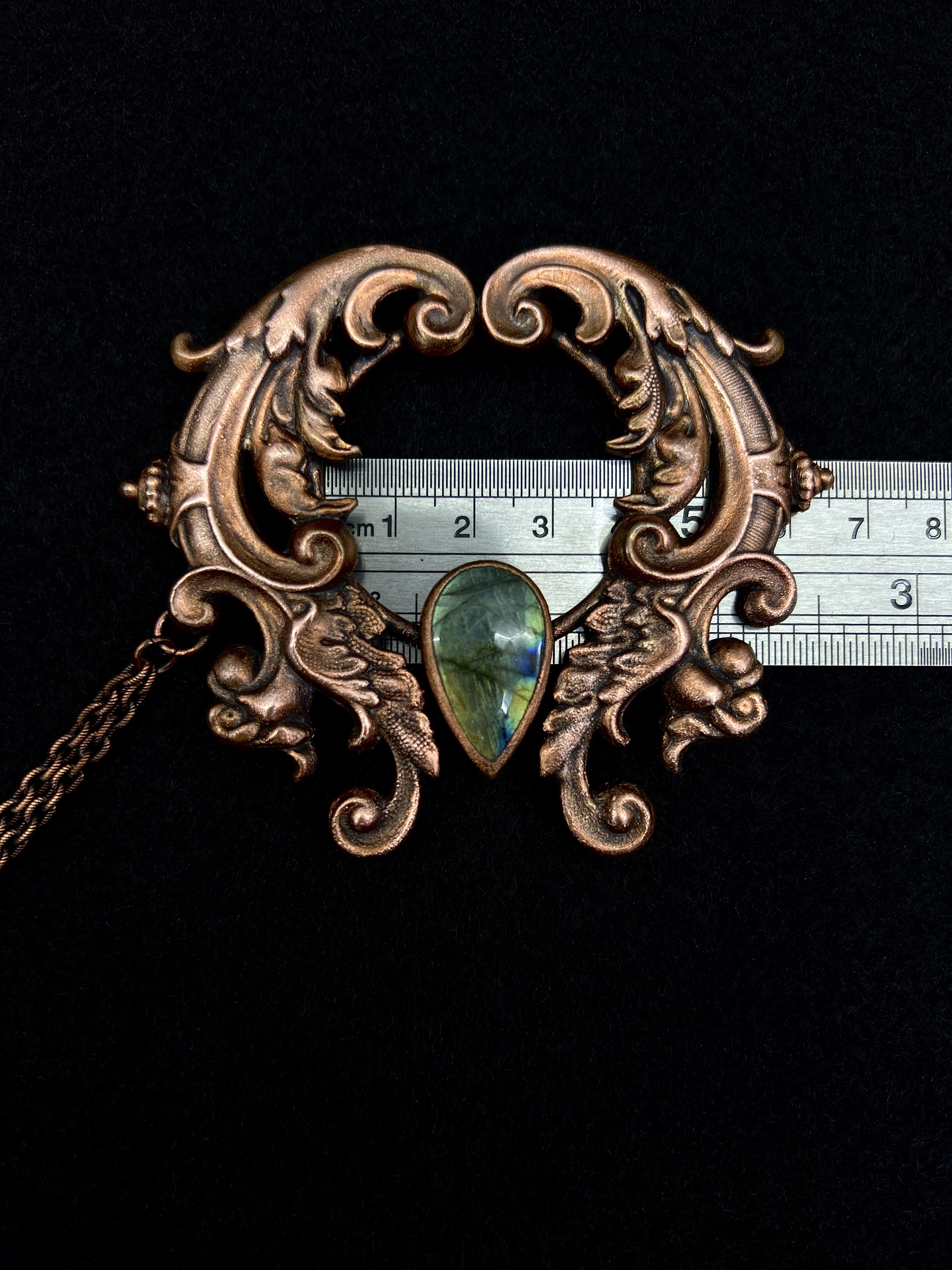 Copper hair jewelry, hair clip, hair barrette, hairpin with labradorite gemstone
