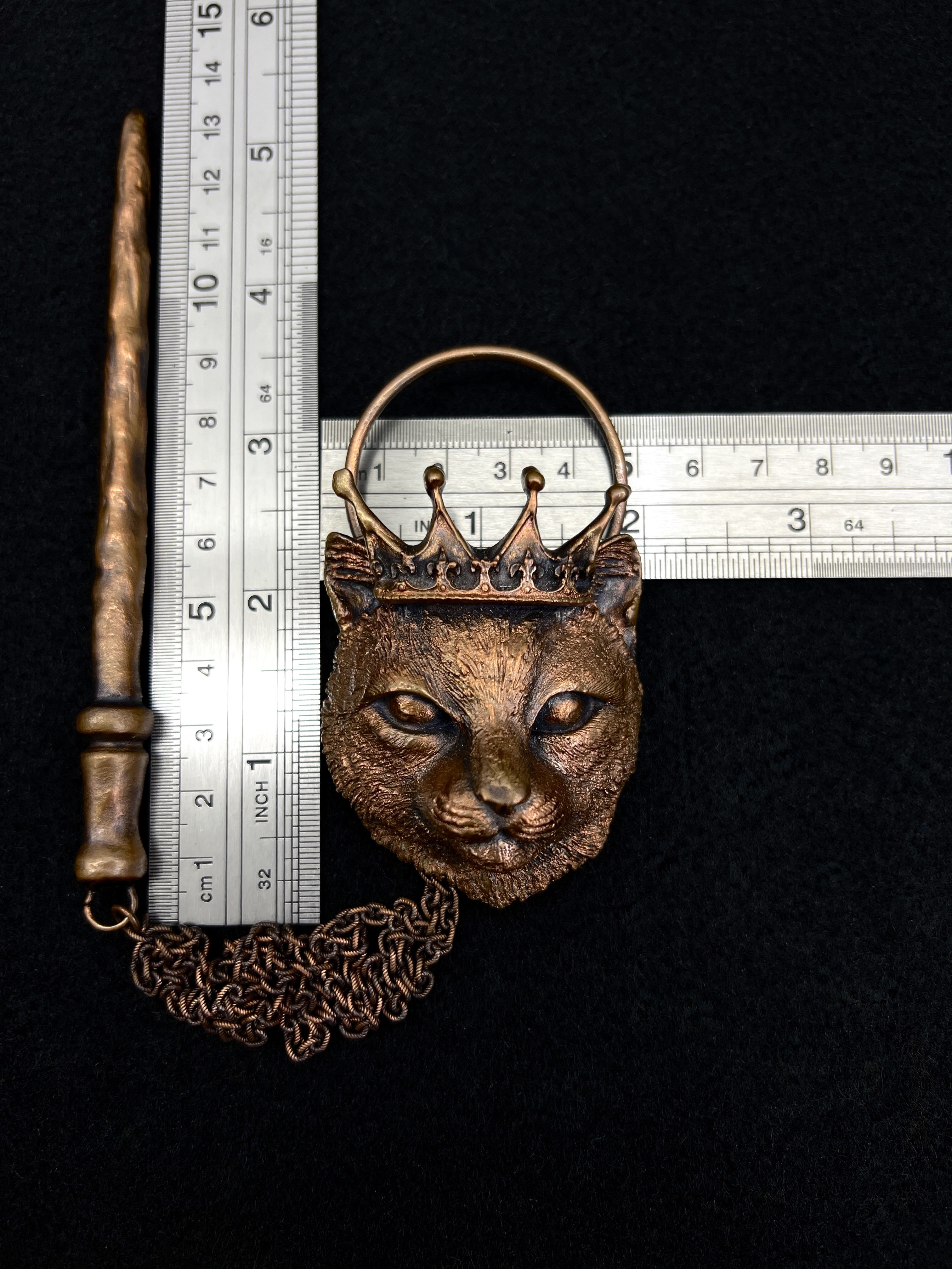Copper hair jewelry, hair clip, hairpin, hair barrette with cat design