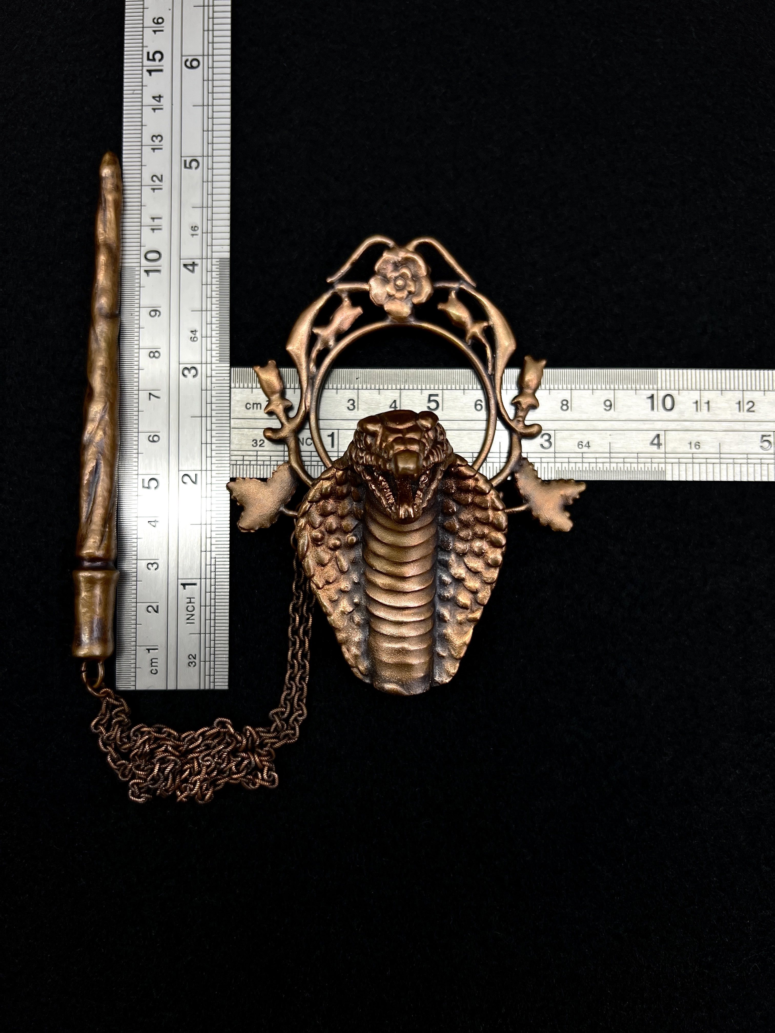Copper hair jewelry, hairpin, hair clip, hair barrette with snake design, hair stick and chain