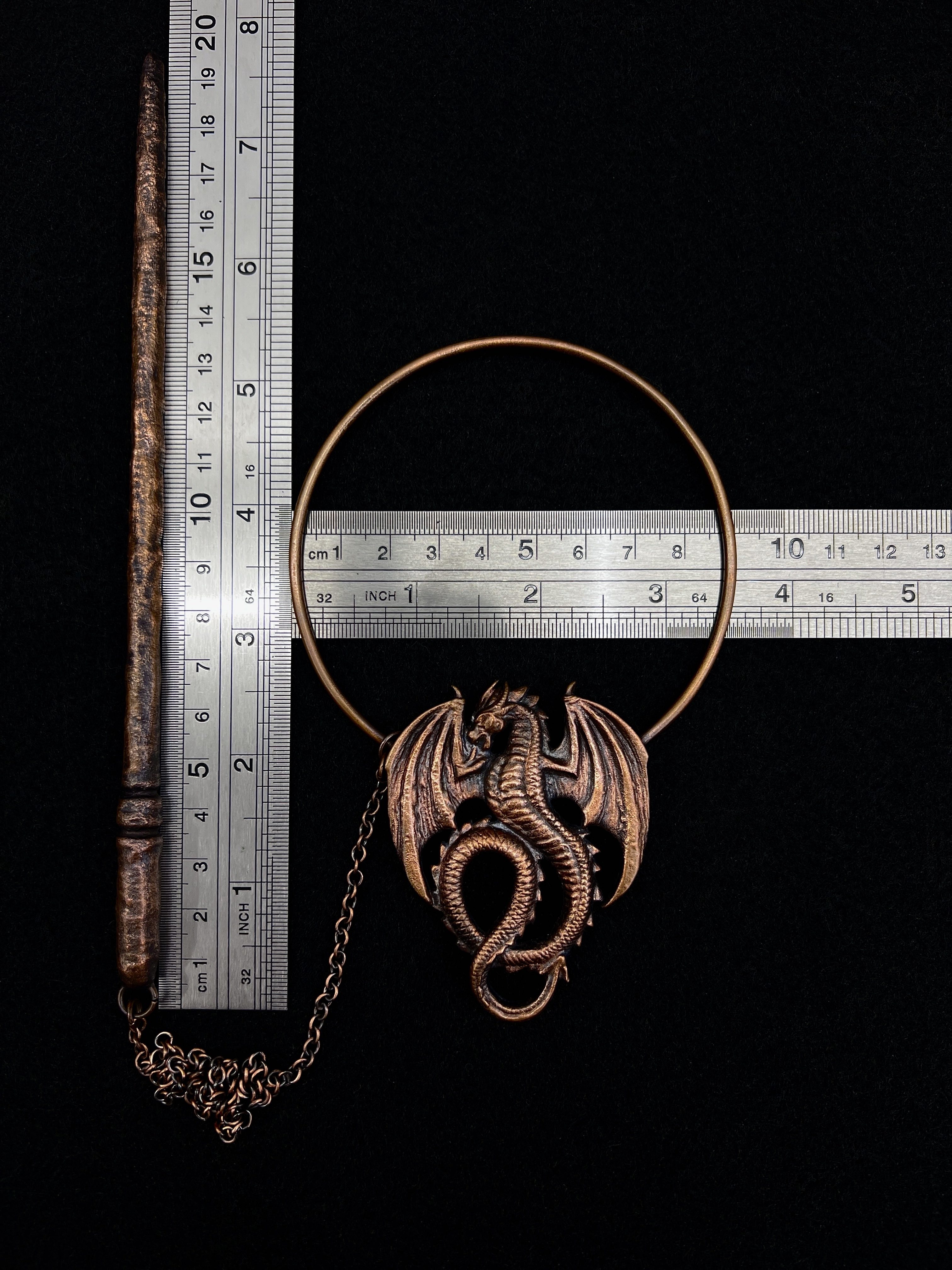 Copper loc jewelry, dread jewelry, dreadlock hairpin, loc accessories, dread accessories with dragon design