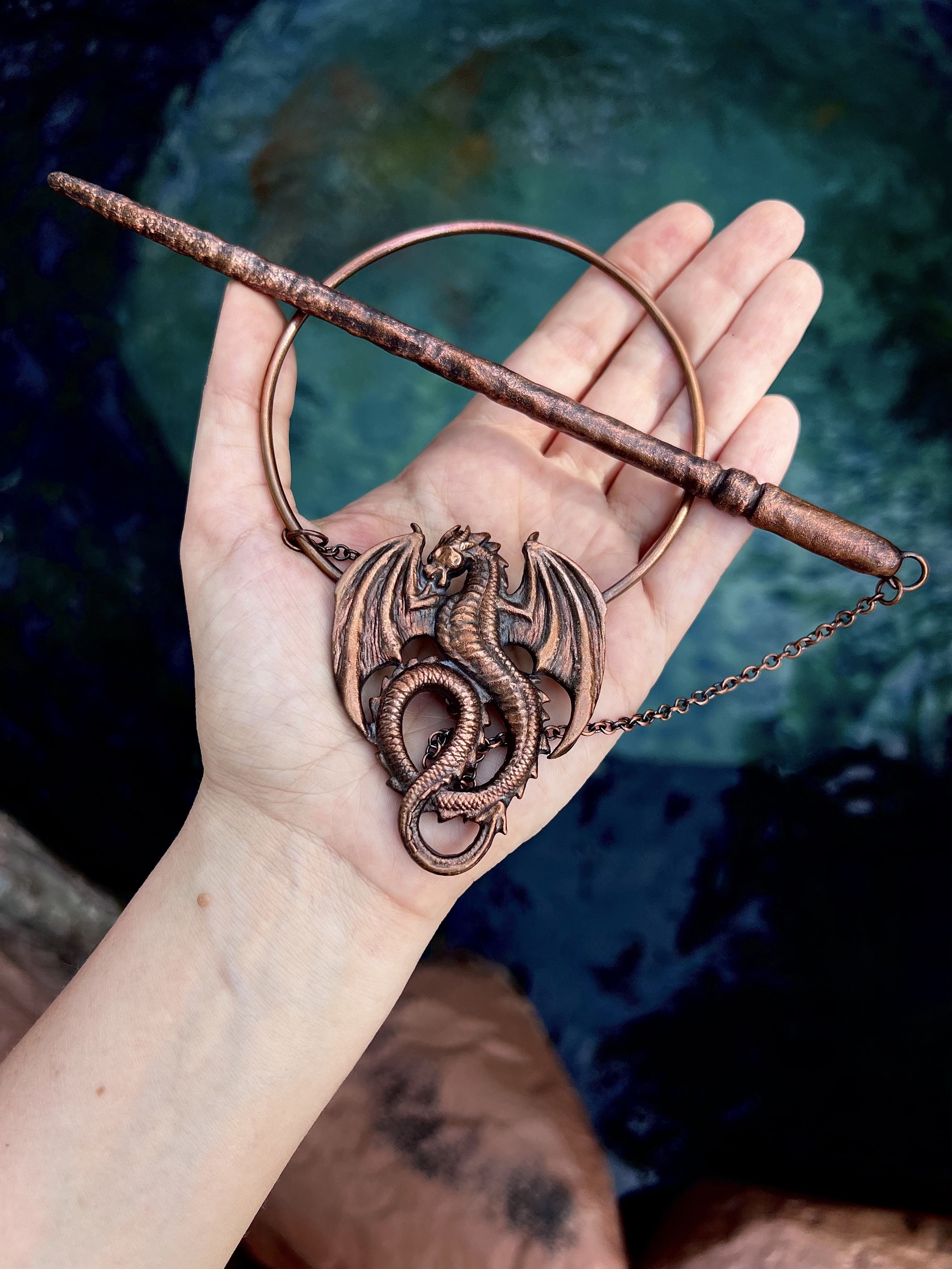 Copper loc jewelry, dreadlock hairpin, dread jewelry, loc accessories, dread accessories with dragon design