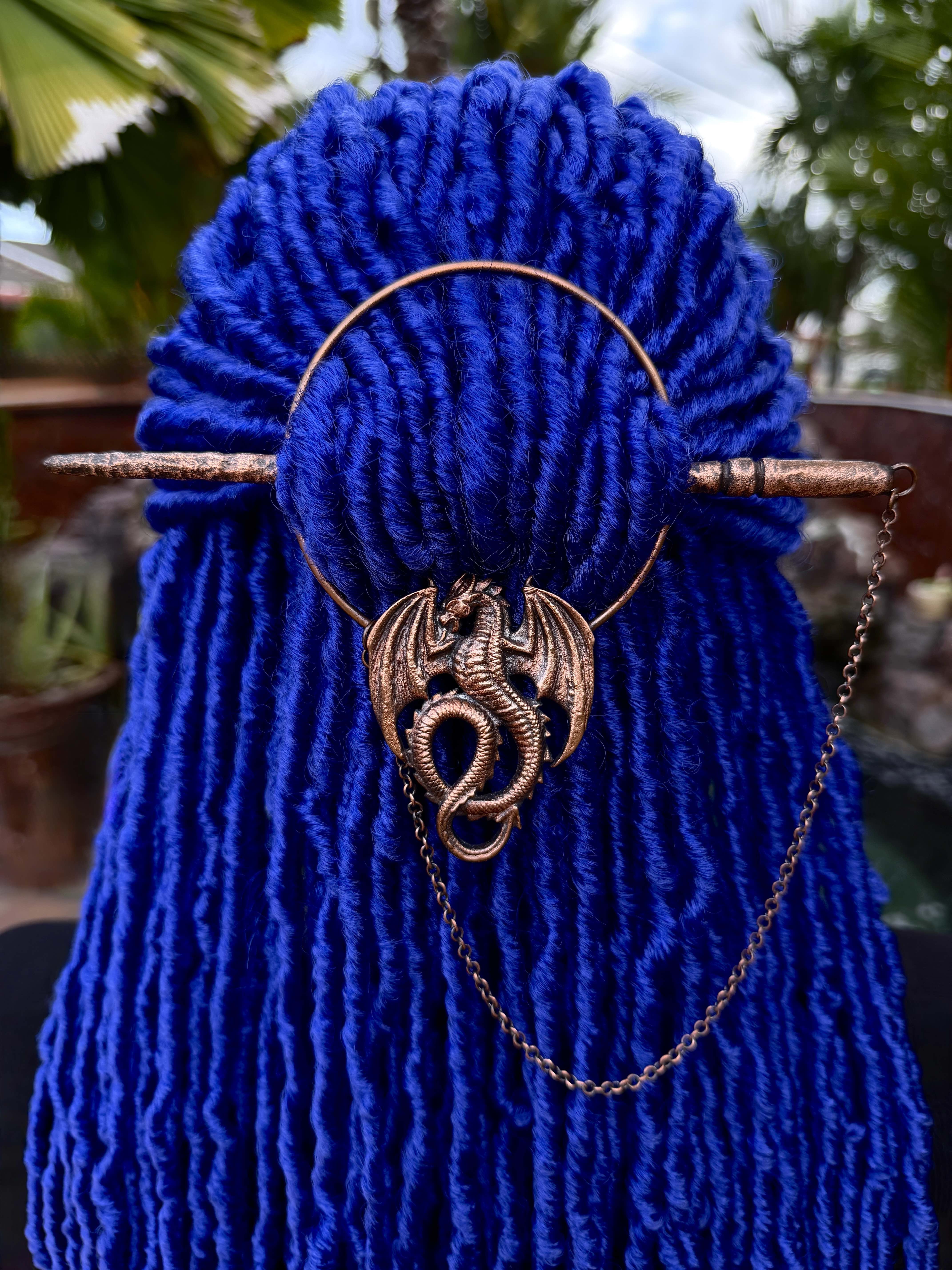 Loc jewelry, dread jewelry, dreadlock hairpin, loc accessories, dread accessories with dragon design