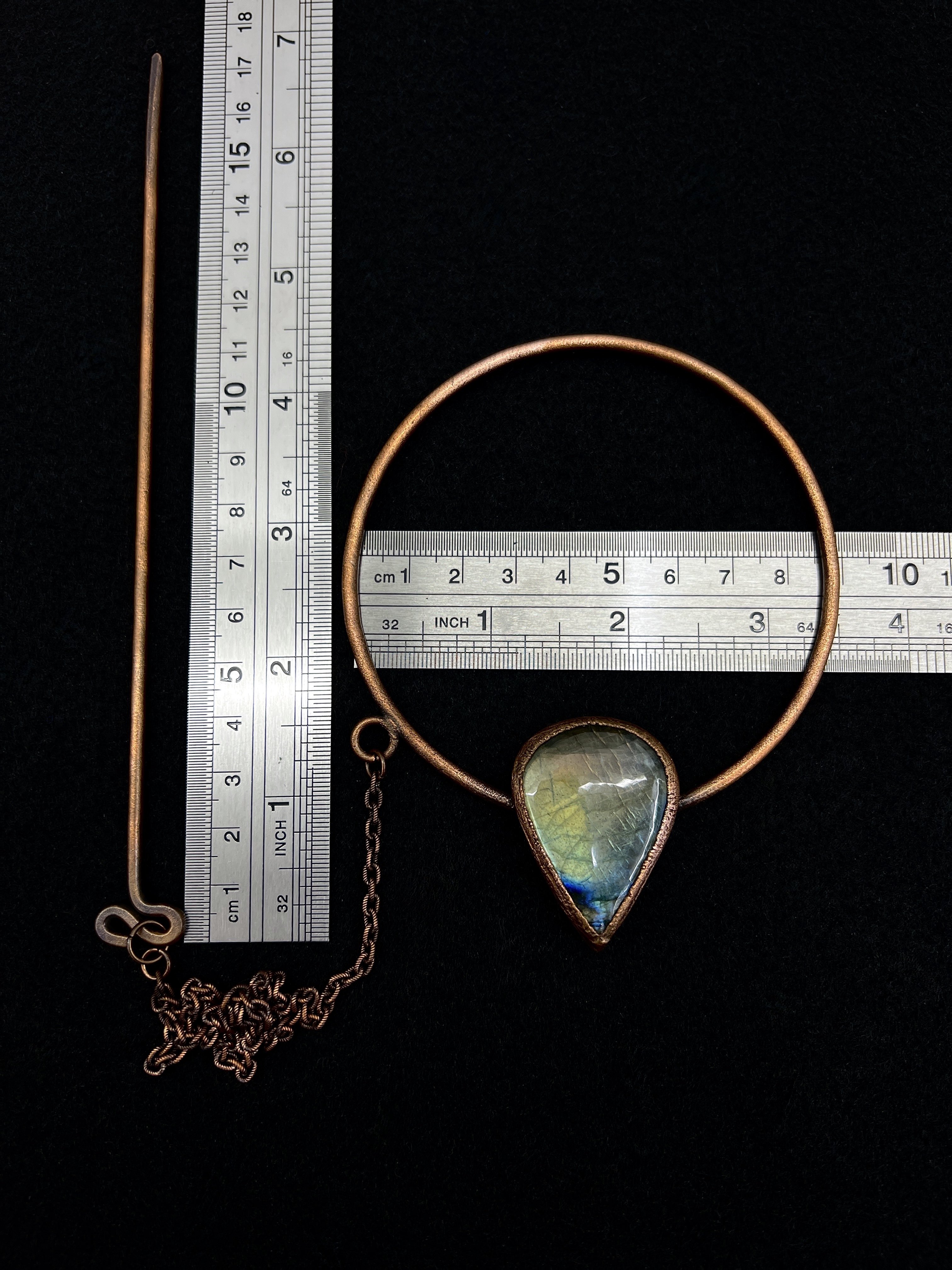 Loc jewelry, dreadlock hairpin, dread jewelry, loc accessories, dread accessories with labradorite gemstone