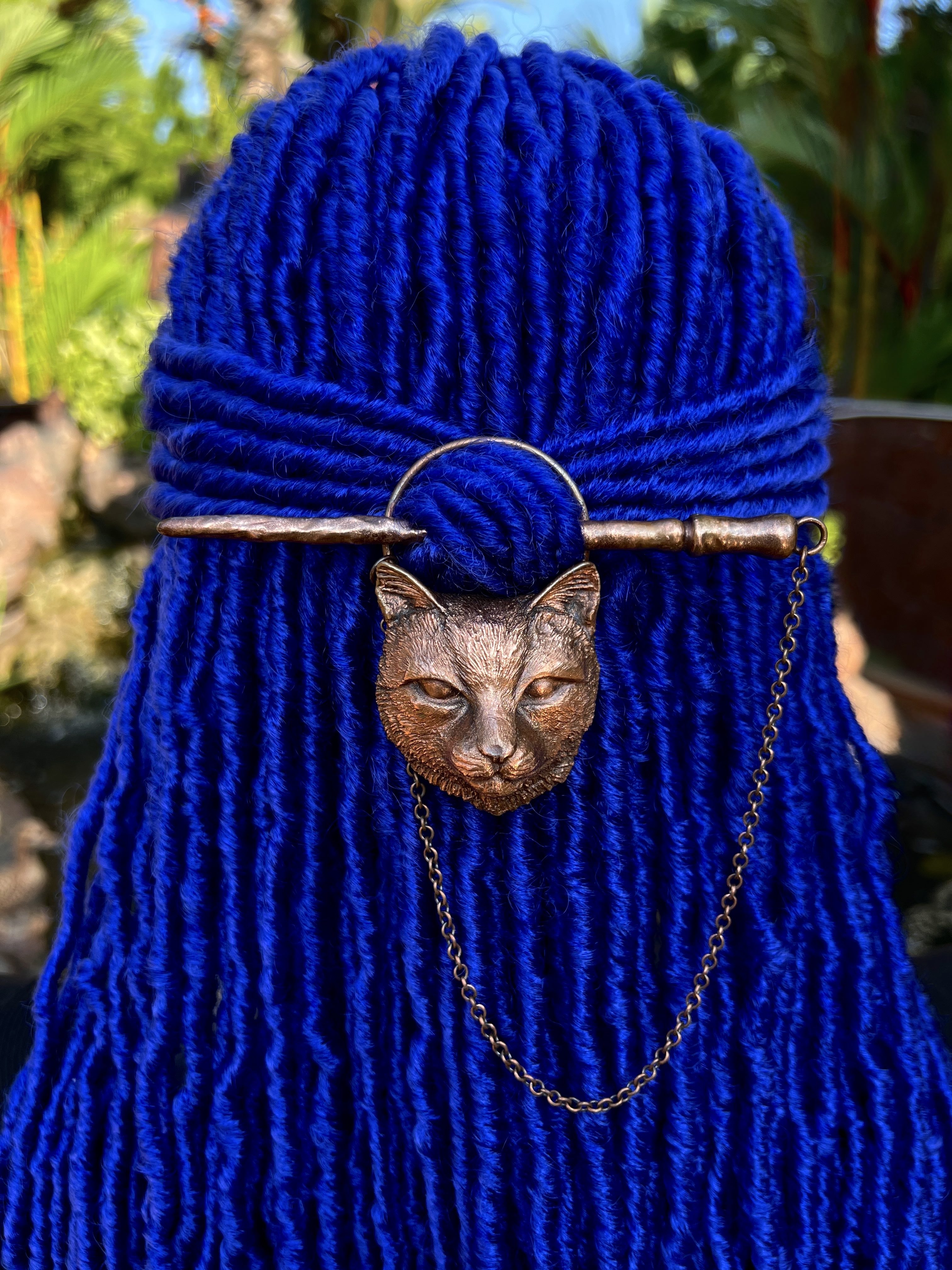 Loc jewelry, loc accessories, dreadlock hair pin, dread jewelry, dread accessories with cat design