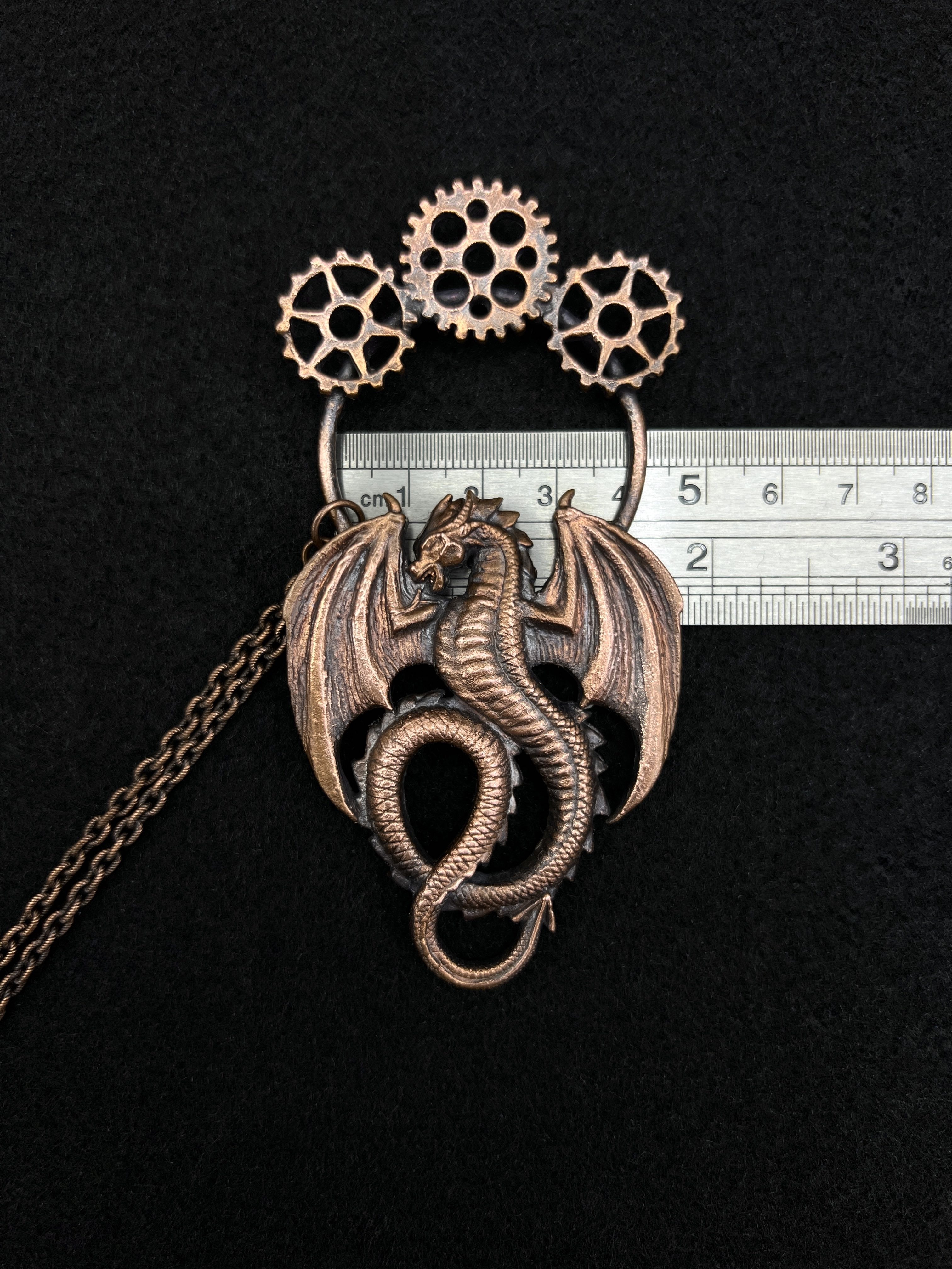 Copper hair pin with a dragon and gears design - Image 4