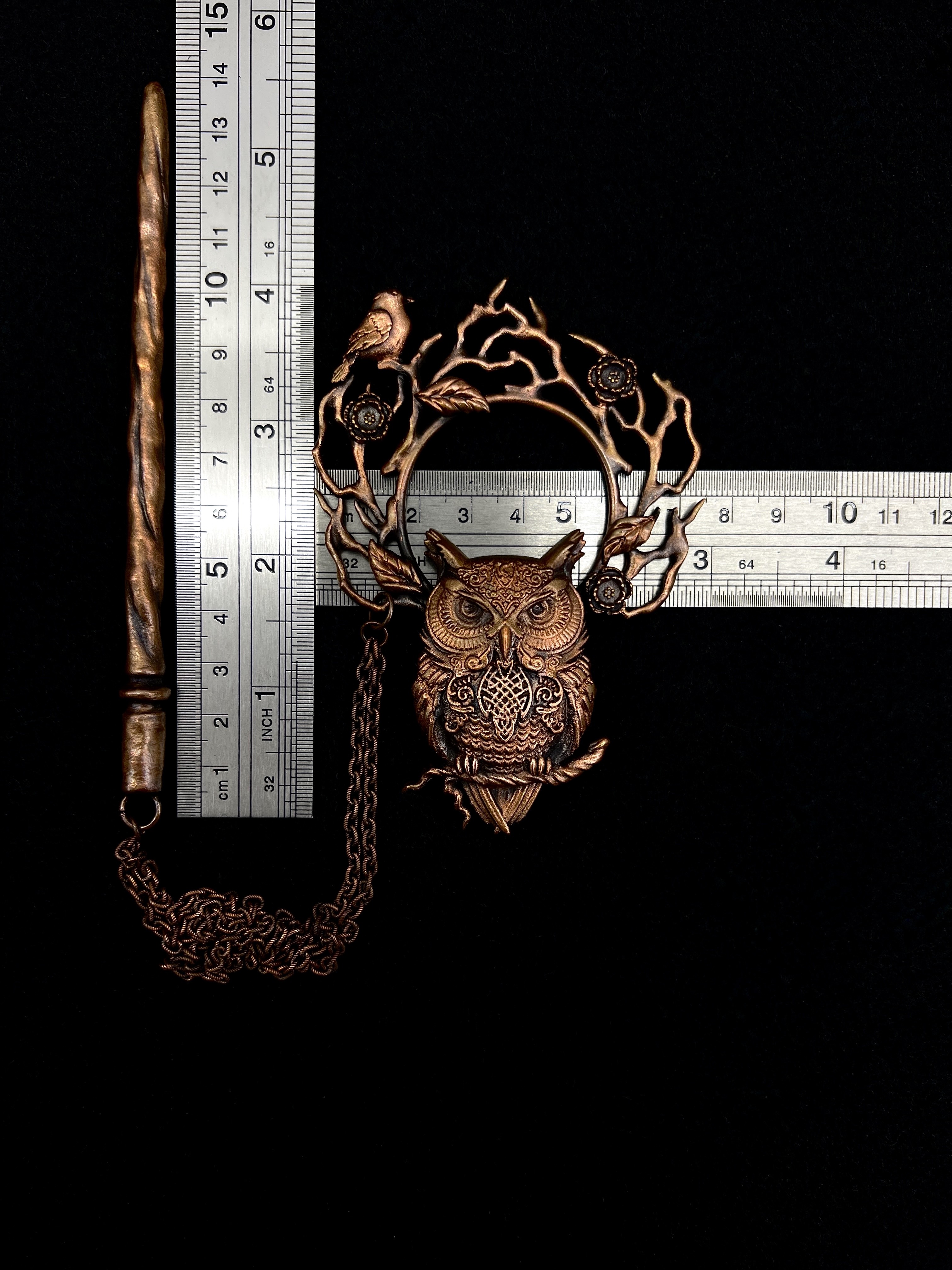 Copper hair jewelry, hairpin, hair clip, hair barrette with owl design