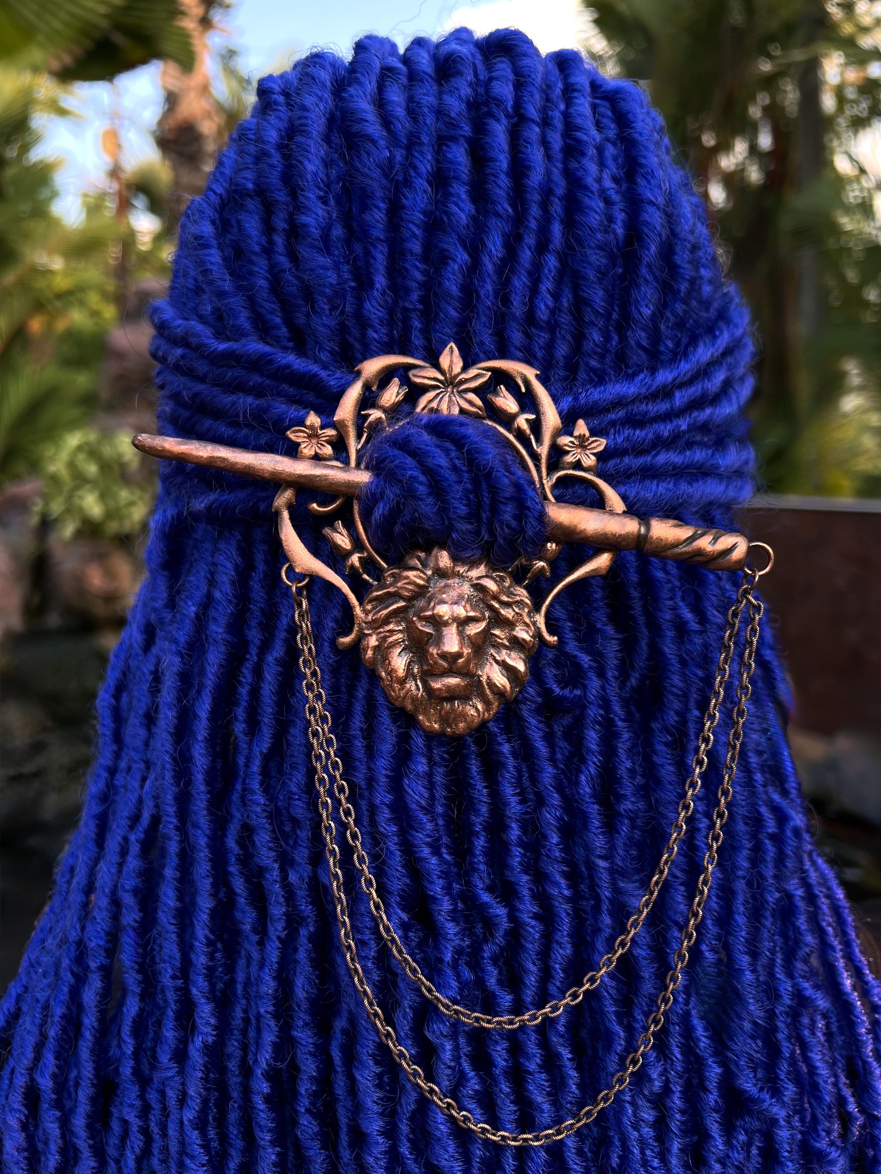Loc jewelry, dreadlock hairpin, dread jewelry, dread accessories, loc accessories with lion design