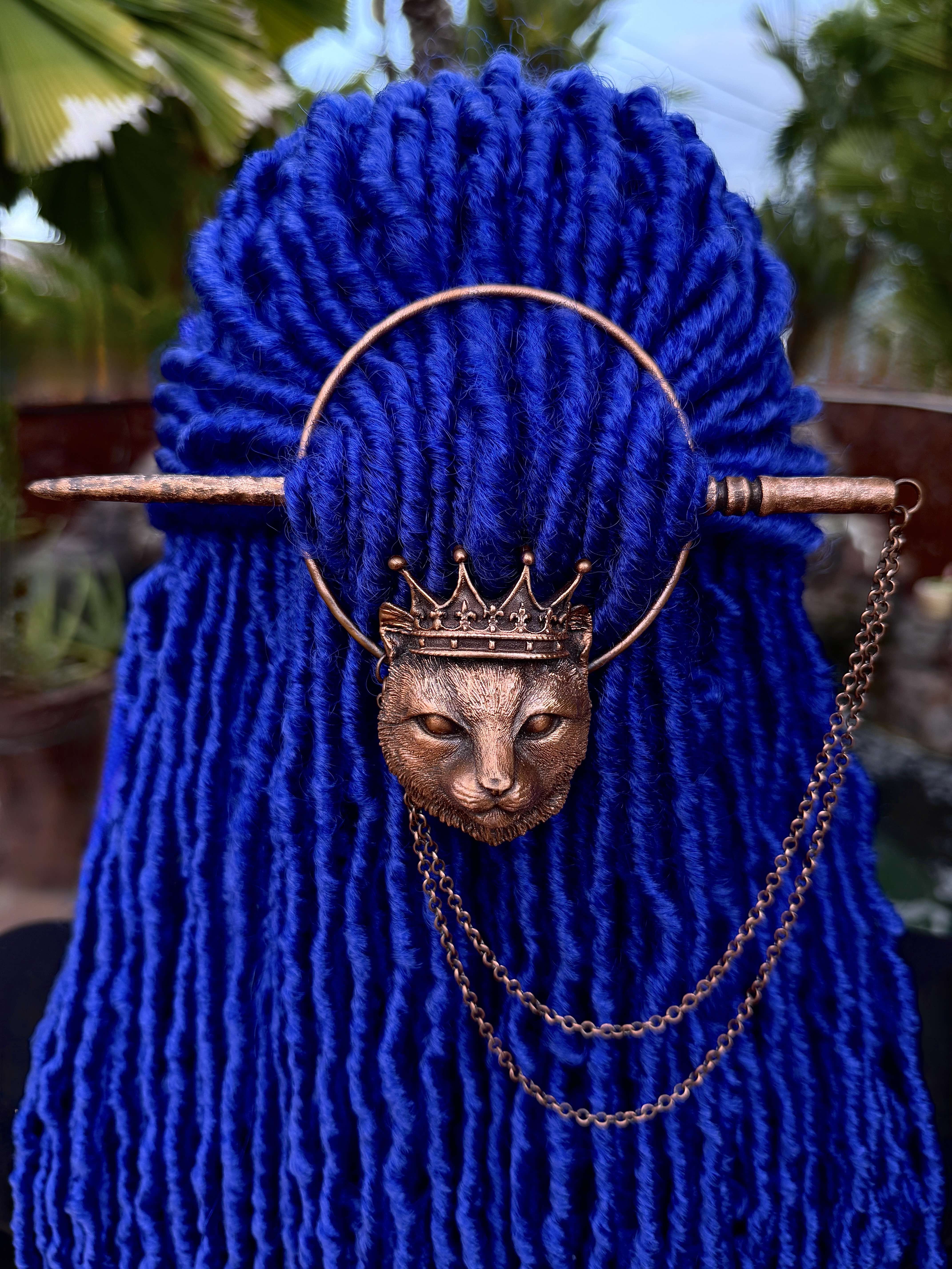 Loc jewelry, dreadlock hairpin, dread accessories, loc accessories, dread jewelry with cat design